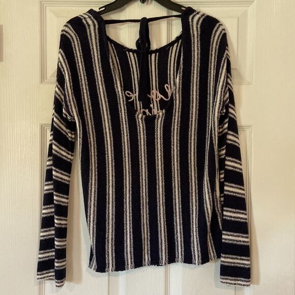 Express Love Wins striped sweater LS top bell sleeve size small - Picture 6 of 7